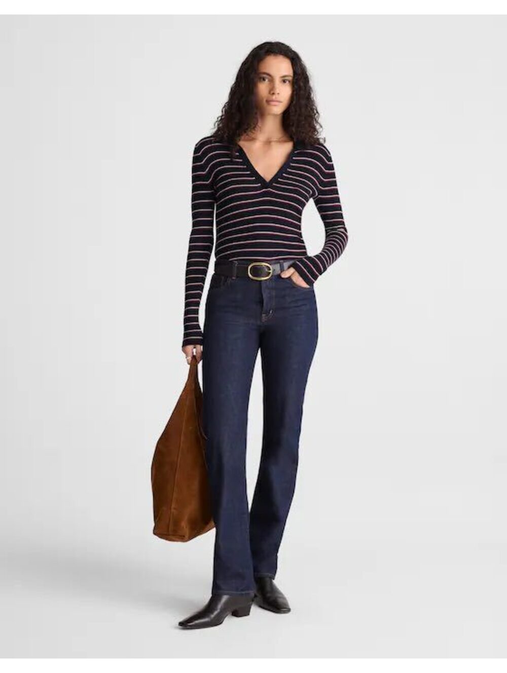 Madewell Women’s Johnny-Collar Sweater in Merino-Silk Blend Size Small